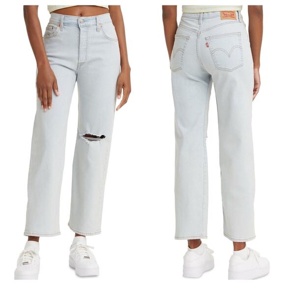 NWT Levi’s Ribcage Straight Ankle Jeans High Rise Light Wash Distressed Women 32 - Picture 5 of 5